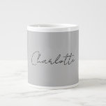 Minimalist Handwritten Script Name Grey Large Coffee Mug<br><div class="desc">This template can be customised to meet all professional occupations.</div>