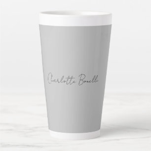Minimalist Handwritten Script Name Grey Latte Mug