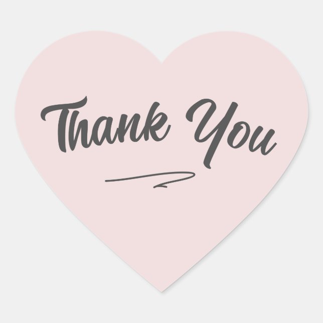 Minimalist Handwritten Script Thank You Blush Pink Heart Sticker (Front)