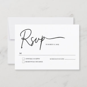 Minimalist Handwritten script wedding RSVP card