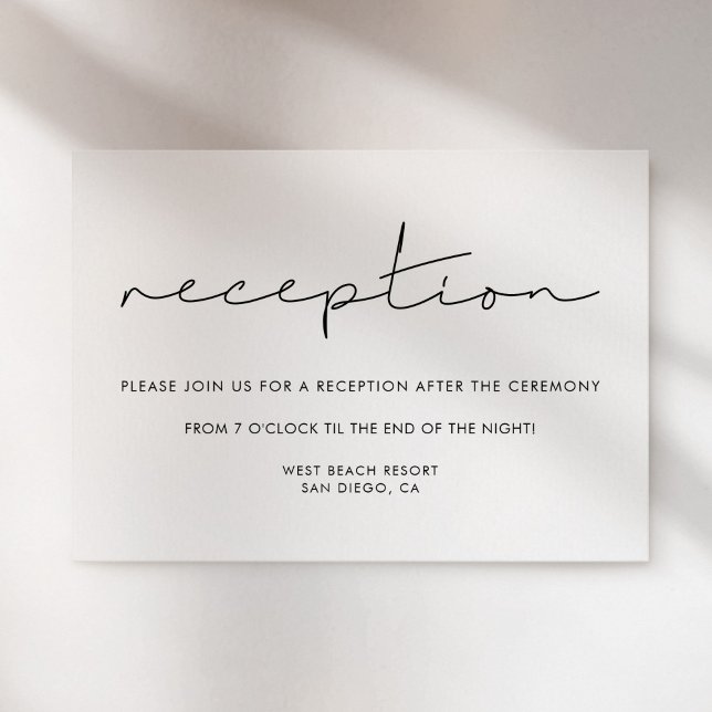 Minimalist handwritten wedding reception card (Minimalist handwritten wedding reception card)