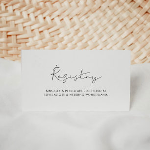 Minimalist handwritten wedding registry card