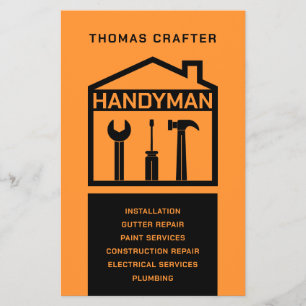 Minimalist handyman black and orange flyer