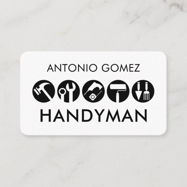 Minimalist Handyman Tools Icon Business Card (Front)