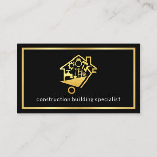 Minimalist Handyman Tools In Gold Frame Business Card