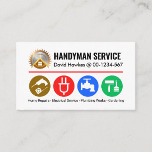 Minimalist Handyman Tools On Red Line Business Card