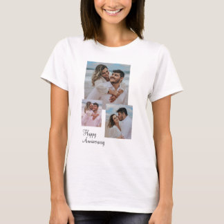 Minimalist Happy Anniversary Photo T-Shirt