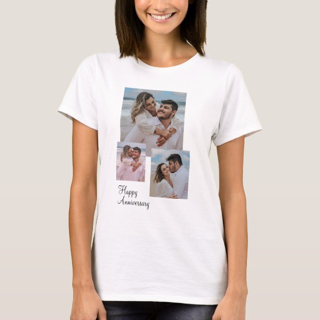 Minimalist Happy Anniversary Photo T-Shirt (Front)