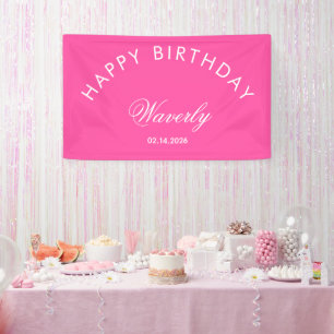 Minimalist Happy Birthday Hot Pink Banner