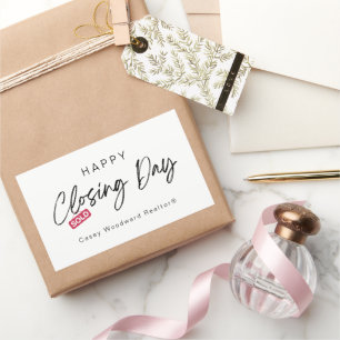 Minimalist Happy Closing Day from Realtor Custom Rectangular Sticker