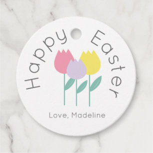 Minimalist Happy Easter Tulips Favour Tags