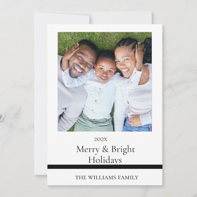 Minimalist Happy Holidays Card with Custom Name (Front)