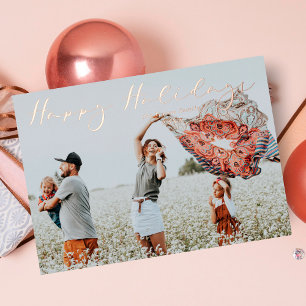 Minimalist Happy Holidays Chic Script Calligraphy