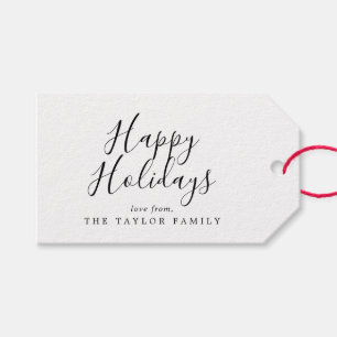 Minimalist Happy Holidays Family Holiday Gift Tags