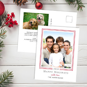 Minimalist Happy Holidays Family Photo Christmas Holiday Postcard