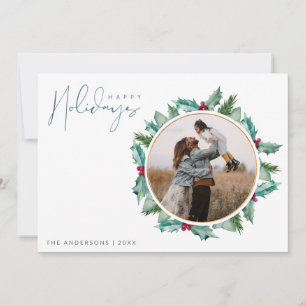 Minimalist Happy Holidays Photo Christmas Holiday Card