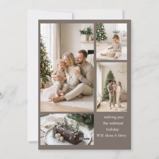 Minimalist Happy Holidays Photo Collage Card