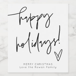 Minimalist Happy Holidays Wine Bottle Label