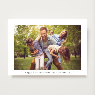 Minimalist Happy New Year 2025 White Photo Frame Holiday Card