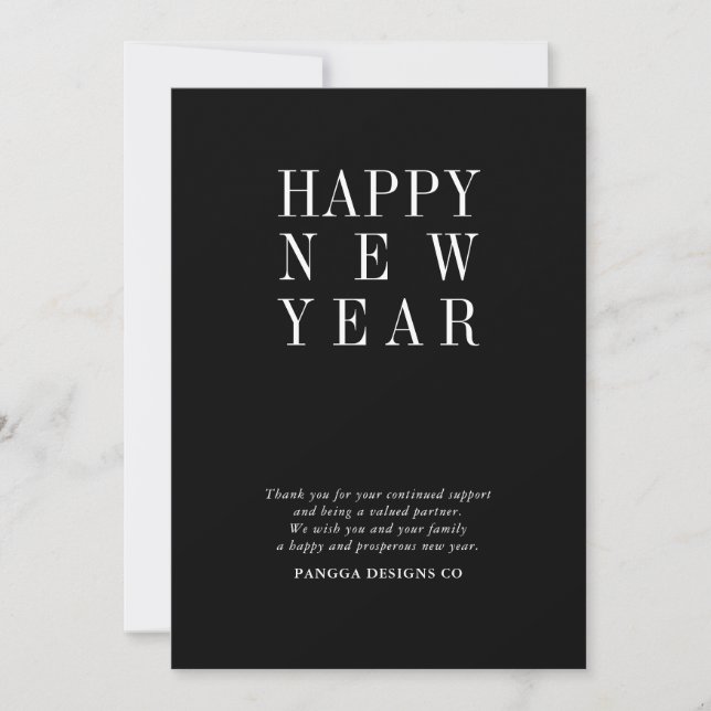 Minimalist Happy New Year Company Business Logo Holiday Card (Front)