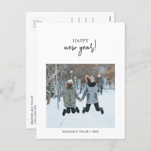 Minimalist Happy New Year Photo Holiday Postcard