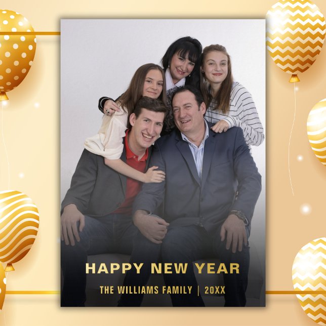 Minimalist Happy New Year Typography Family Photo (Creator Uploaded)