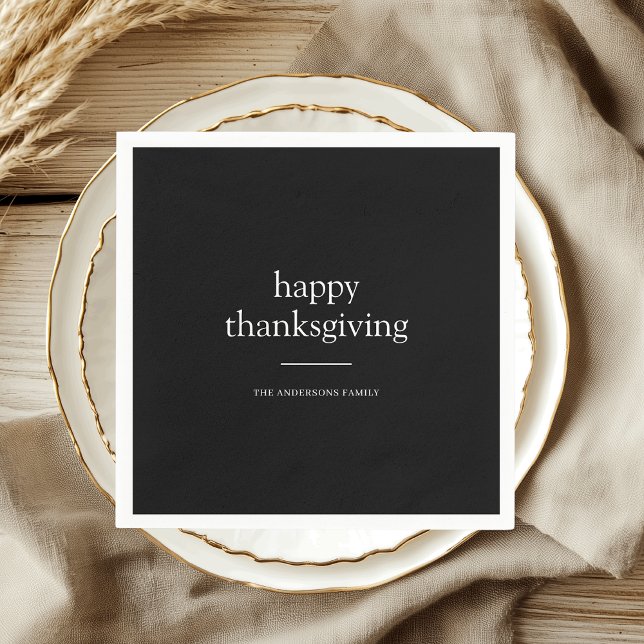 Minimalist Happy Thanksgiving Personalised Napkin (Creator Uploaded)
