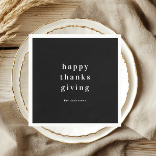 Minimalist Happy Thanksgiving Personalised Napkin