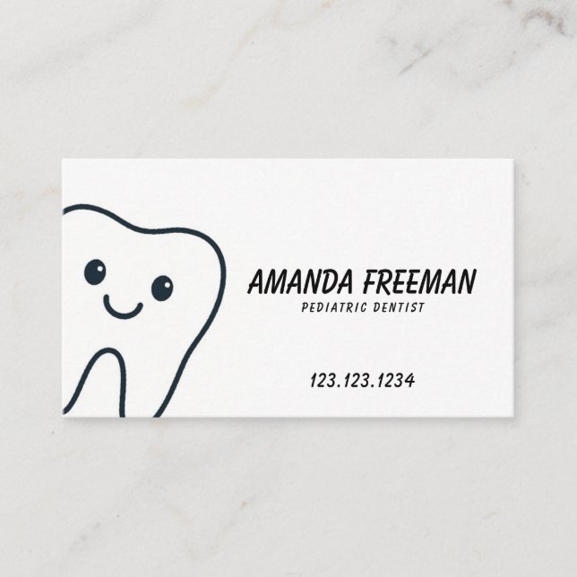Minimalist Happy Tooth Paediatrics Dentist Appointment Card (Front)