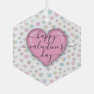 Minimalist Happy Valentine’s Day Glass Tree Decoration