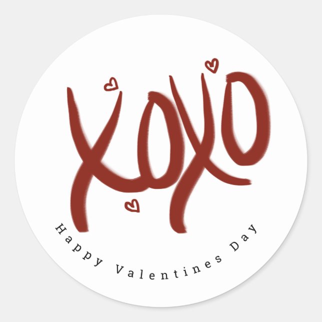 Minimalist Happy Valentines Day Lettering Heart Classic Round Sticker (Front)