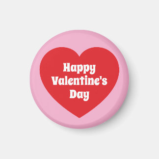 Minimalist Happy Valentine's Day Red Heart Pink Magnet