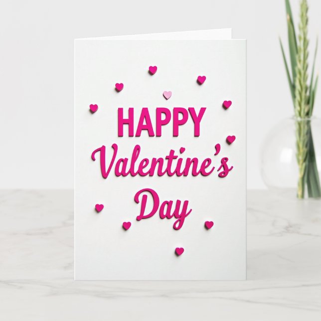 Minimalist Happy Valentines Heart Card (Front)