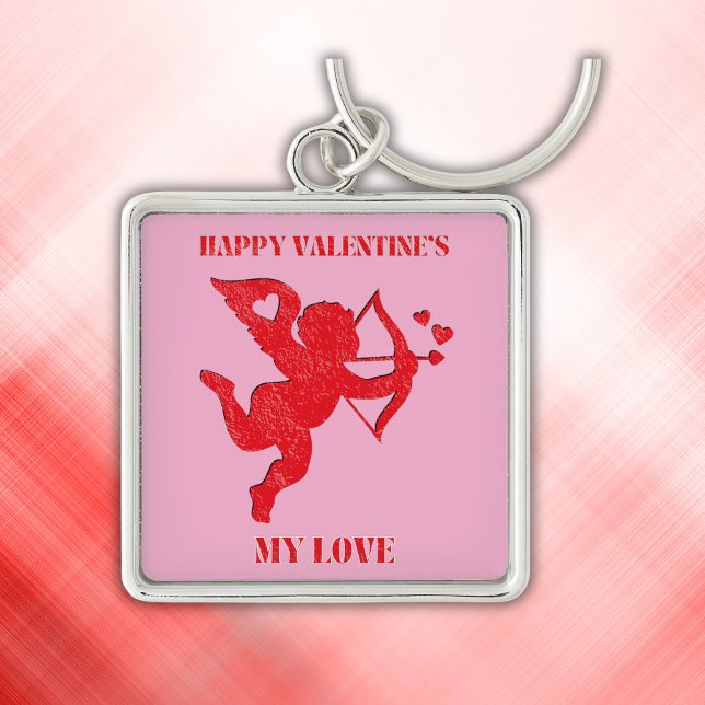 Minimalist Happy Valentine's My Love on pink | Key Ring (Creator Uploaded)