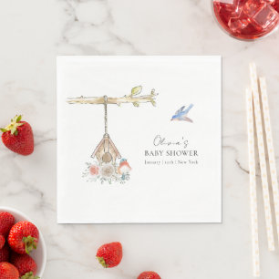 Minimalist Hatching Soon Bird Nest Baby Shower Napkin