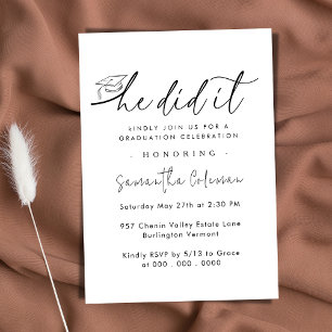 Minimalist He Did It Modern Graduation Party Invitation