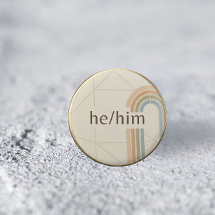 Minimalist He/Him Pronoun LGBTQ Pride Pin
