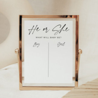 Minimalist He or She Baby Shower Sign