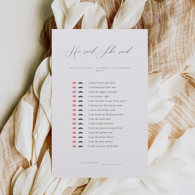 Minimalist He Said She Said Bridal Shower Game (Creator Uploaded)