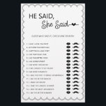Minimalist he said she said bridal shower game fly flyer<br><div class="desc">Designed to coordinate with our Scalloped Border Collection, this cute minimalis he said she said bridal shower game features a classic design with a unique twist - the scalloped border is one of a kind, and will surely add a slight retro feel to this game. If you want to catch...</div>