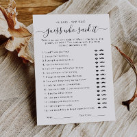 Minimalist He Said She Said Bridal Shower Games