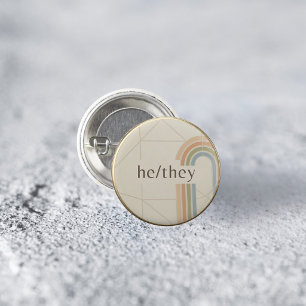Minimalist He/They Pronoun LGBTQ Pride Pin