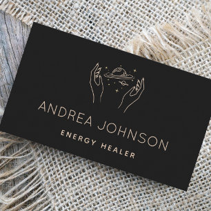 Minimalist Healing Hands Planet Celestial Universe Business Card