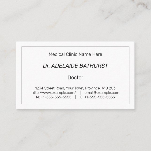 Minimalist Health Care Specialist Business Card (Front)