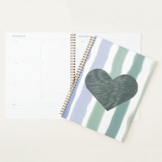 Minimalist Heart Art with Soft Pastel Stripes Planner