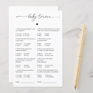 Minimalist Heart Baby Trivia Baby Shower Game