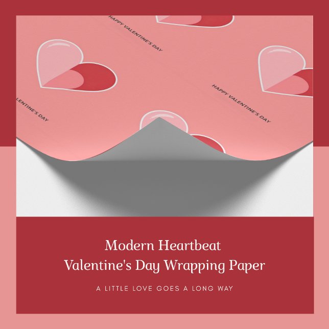 Minimalist Heart Fold Valentine's Day Wrapping Paper (Celebrate love with a touch of modern elegance using our minimalist heart wrapping paper.)