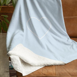 Minimalist Heart on Light Blue Cosy Sherpa Blanket