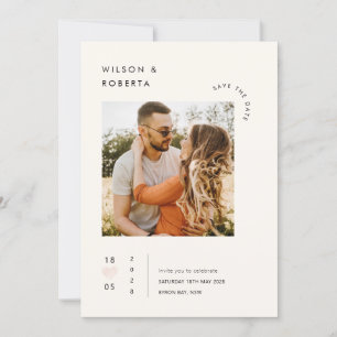 Minimalist heart photo Save the Date Invitation