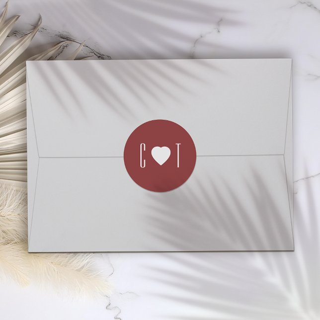 Minimalist Heart Wedding Classic Round Sticker (Creator Uploaded)